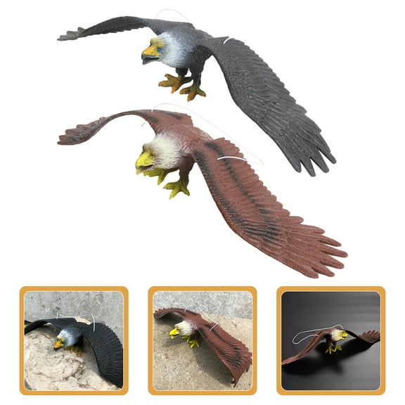 STRANDCHIC 2Pcs Assorted Color Realistic Eagle Model Decor Figurines with Hanging Rope