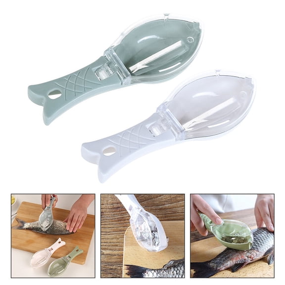 STRANDCHIC 2Pcs Fish Scales Scraper Fish Skin Brush with Raised Bottom and Hanging Hole Easy to Clean