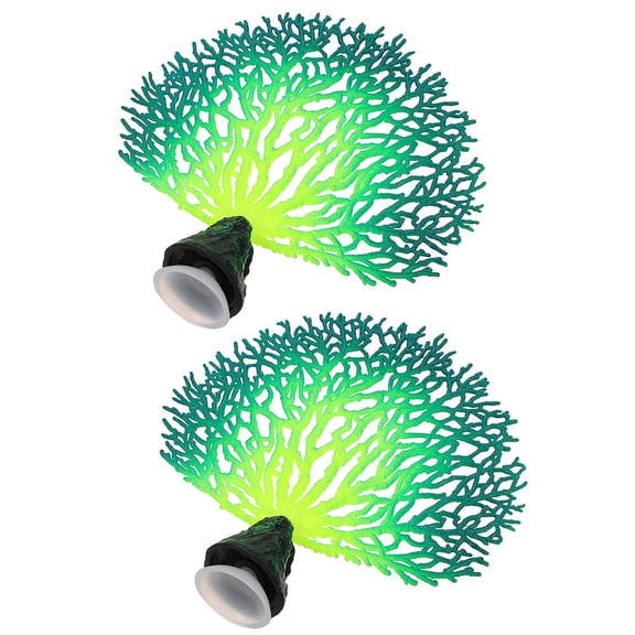 STRANDCHIC 2Pcs Artificial Coral Reef Decorations Green Aquarium Decor for Realistic Fish Tank Landscaping