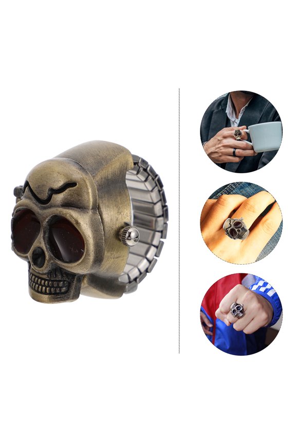 Ghost Ring Watch Light Brown Zinc Alloy Adjustable Strap for Decoration 2Pcs