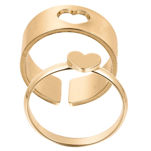 STRANDCHIC 2Pcs Golden Couple Rings Decorative Finger Jewelry Romantic Creative Lovers Accessories