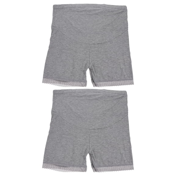 STRANDCHIC 2Pcs Lace Cotton Maternity Panties Grey High Waist Pregnant Underwear Abdomen Support