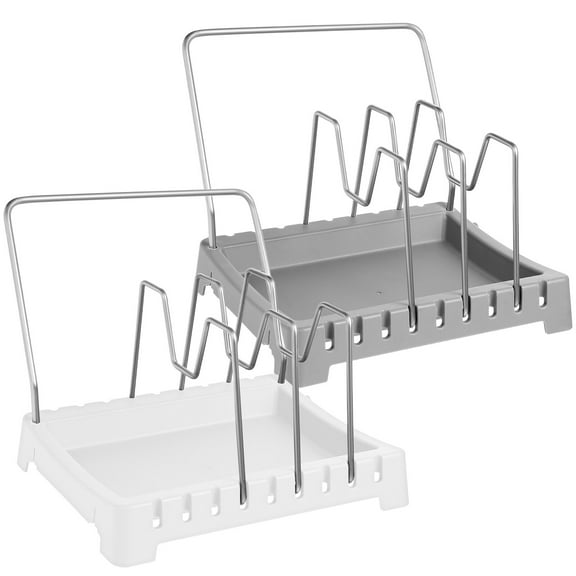 STRANDCHIC Kitchen Rack Lid Storage Rack Grey Stainless Steel 2Pcs