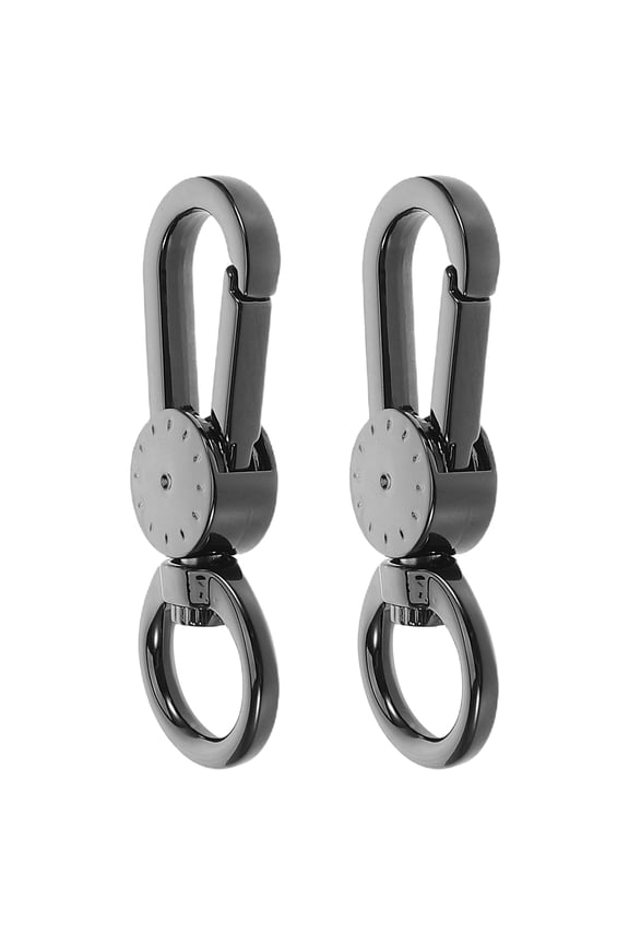 2-Pack Black Keychains with Swivel Carabiner Clips for Easy and Secure On-the-Go Carrying