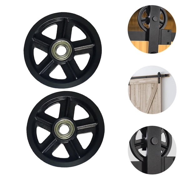 STRANDCHIC 2Pcs Large Door Roller Wheel Black Thick Nylon Pulley for Living Room Barn Door