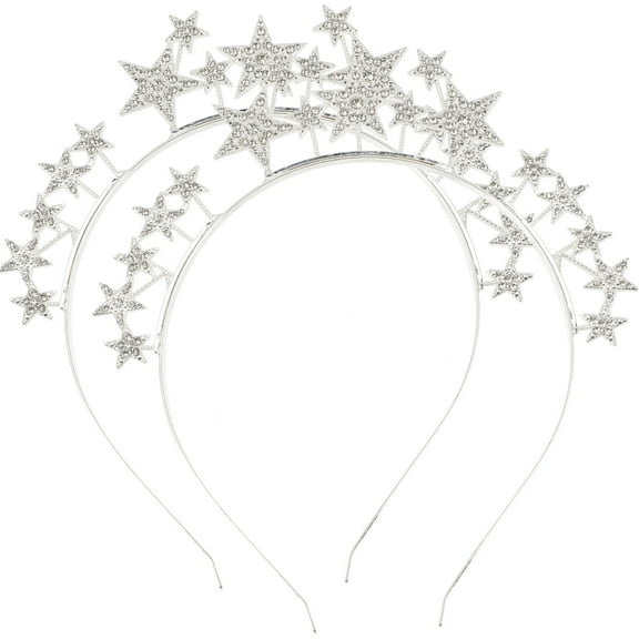STRANDCHIC 2pcs Kids Party Head Decor Silver Crystal Hair Hoops Elegant Star Hair Ornament