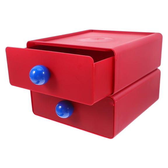 STRANDCHIC 2Pcs Stackable Red Desk Organizer Box for Stationery and Small Gadgets Storage and Desk Tidy