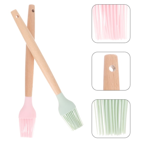 STRANDCHIC 2Pcs Silicone Baking Brush with Hook Design for Cooking Barbecue Grilling Lightweight and Portable