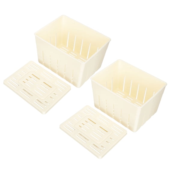 STRANDCHIC 2Pcs Plastic Tofu Making Molds Household Bean Curd Makers Kitchen Tool in Yellow