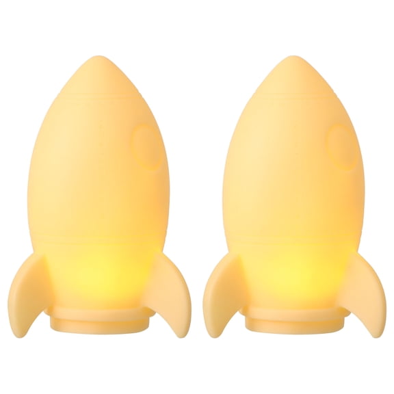 STRANDCHIC 2-Pack Rocket Shaped Battery Operated Night Lights Yellow Small Lamps for Cozy Ambient Home Decoration