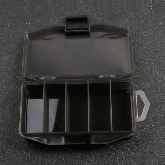 STRANDCHIC 2Pcs Lightweight Grey Plastic Fishing Lure Container with Five Compartments