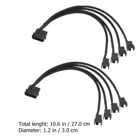 STRANDCHIC 2Pcs Fan Splitter Cable 1 to 4 Converter for Computer CPU Cooling Black