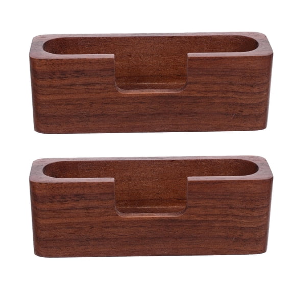 STRANDCHIC 2Pcs Desktop Card Stand Coffee Wood Business Card Display Holder with Sturdy Non Slip Base