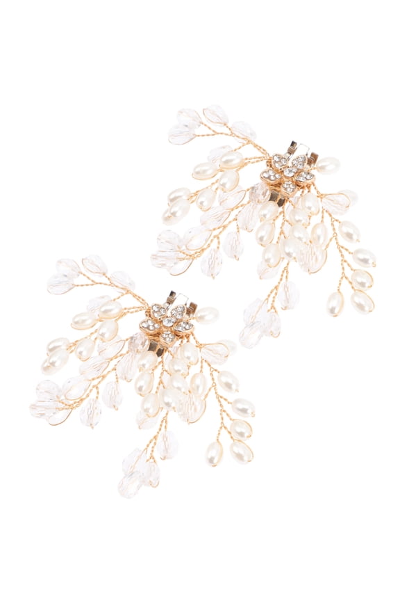 2Pcs Versatile Pearls and Crystal Shoe Clips Buckles for Shoes Scarves and Handbags