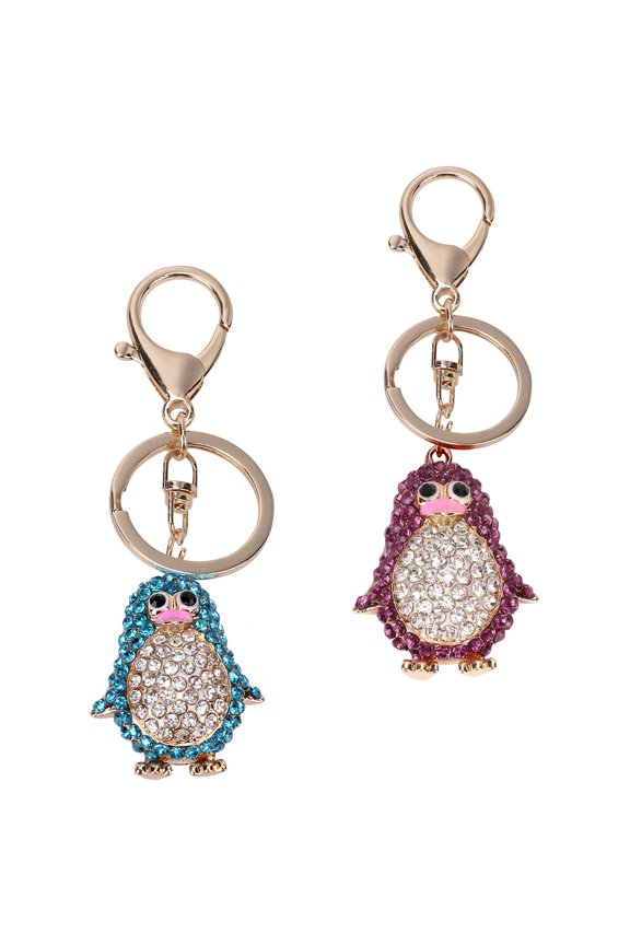 Zinc Alloy Penguin Pendant Lovely Keychain Accessory Assorted Colors 2Pcs