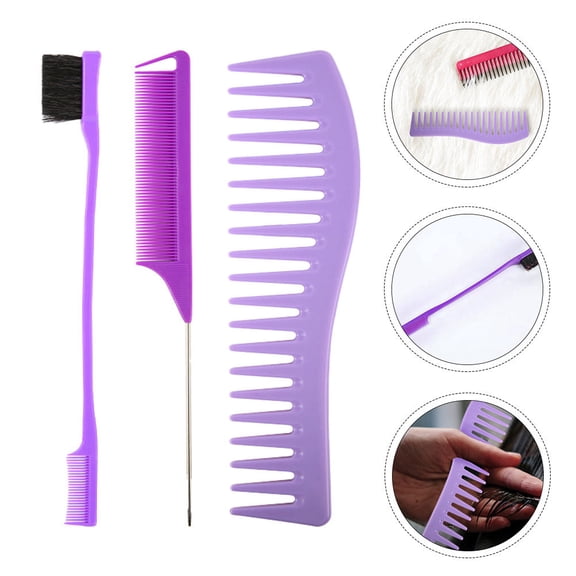 STRANDCHIC 2Sets Plastic Hair Styling Combs for Salon Use with Double Headed Brush and Pointed Tail
