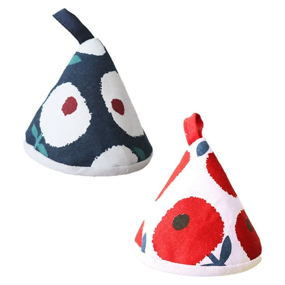STRANDCHIC Set of 2 Red Cotton Pot Handle Covers, Anti-Scalding Protectors for Safe Cooking
