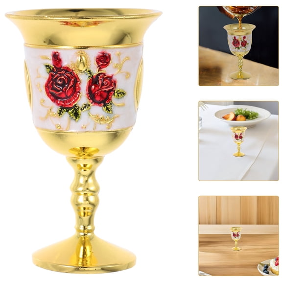 STRANDCHIC 2Pcs Classic Medieval Style Embossed Metal Wine Cups for Home Decor and Events