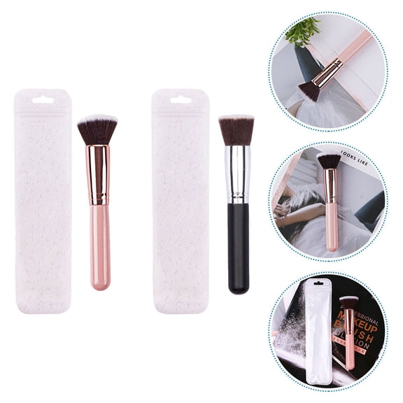 STRANDCHIC Set of 2 Flat Foundation Makeup Brushes in Black for Women’s Flawless Application