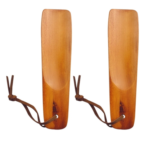 STRANDCHIC 2Pcs Chocolate Wooden Shoe Horns Smooth Comfortable Shoe Lifters