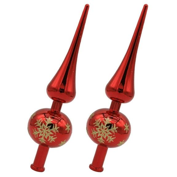 STRANDCHIC 2-Pack Red Plastic Christmas Tree Topper Easy to Use Holiday Decoration for Home and Party
