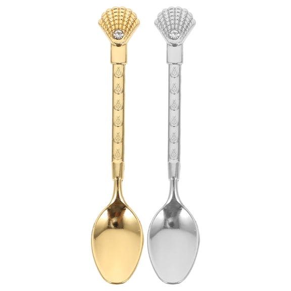 STRANDCHIC 2pcs Small Zinc Alloy Serving Spoons for Sugar Condiments Kitchen Tableware Housewarming