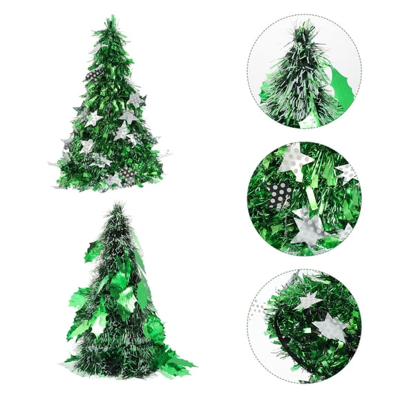 STRANDCHIC 2Pcs Green Plastic Christmas Tree Ornament for Hotel Restaurant Shop Decorative Use