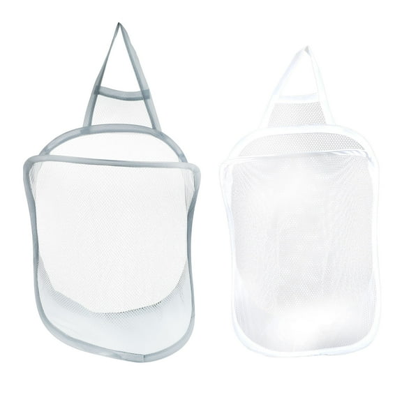 STRANDCHIC 2pcs Wall-mounted Laundry Basket Grey Mesh Grid Design for Shoes