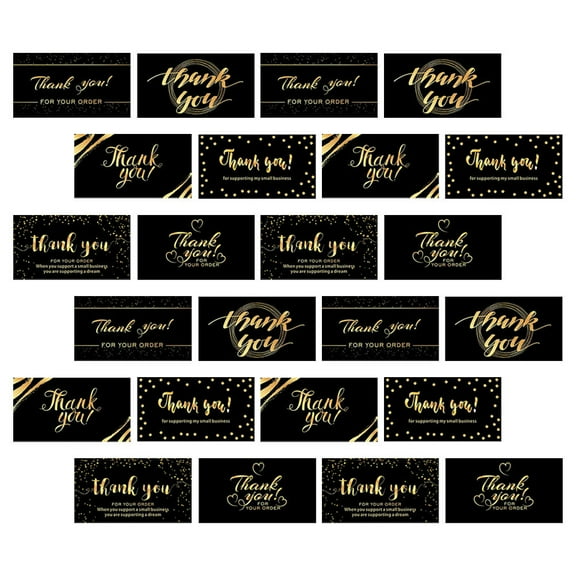 STRANDCHIC 300pcs Foil Thank You Cards for Business Use, Square Paper Cards for Handmade Products Packaging