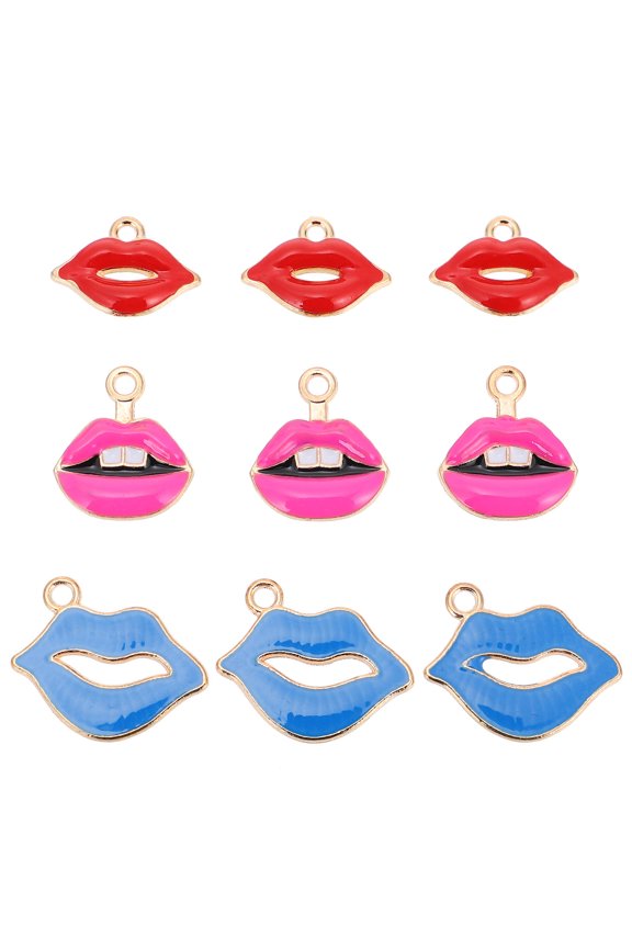 30Pcs Alloy Lip Charm Pendants for Bracelet and Earring Craft Supplies Accessories