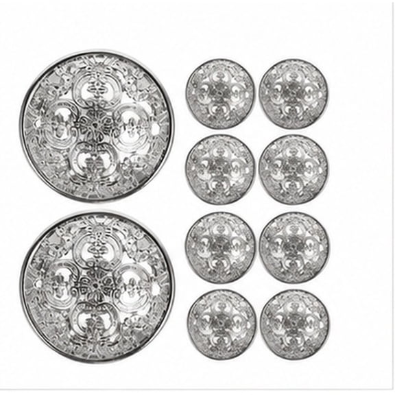 STRANDCHIC Silver Zinc Alloy Engraved Buttons for Sewing Elegant Hollow Design 30Pcs