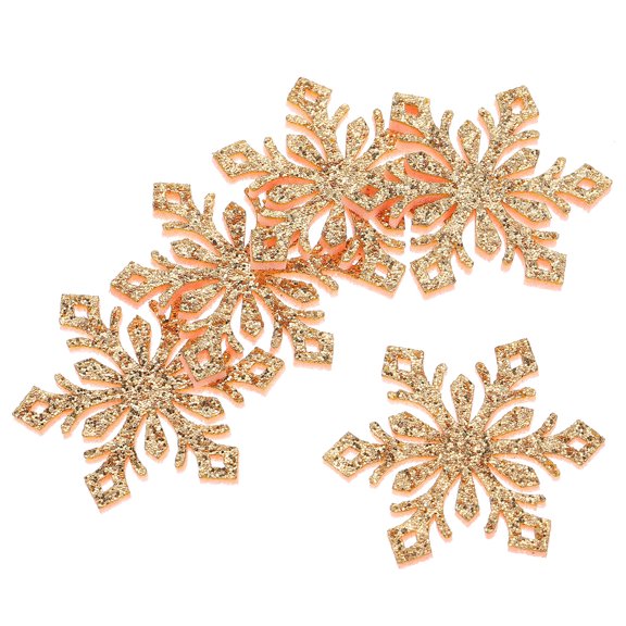 STRANDCHIC 30pcs Snowflake Hairpin Patches Golden Gold Powder Cloth for Scrapbooking and Winter Season Decorations