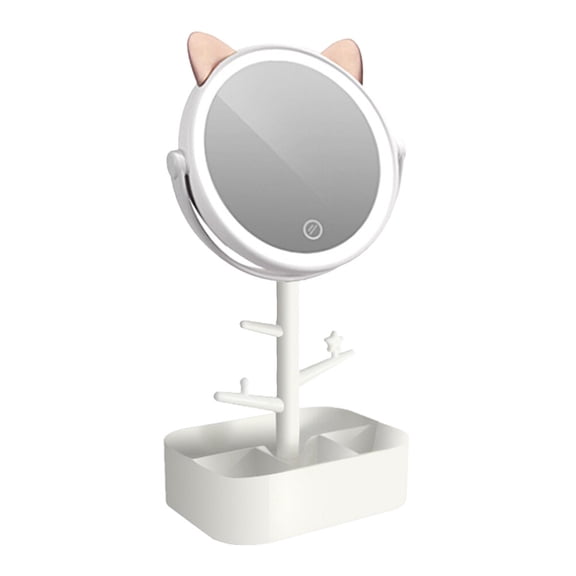 STRANDCHIC LED Makeup Mirror with , Smart Dimming, and Desktop Storage, White