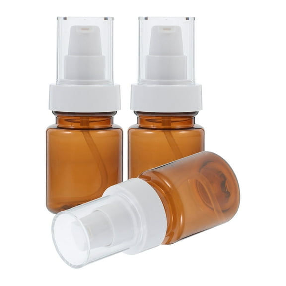 STRANDCHIC 3-Pack Empty Brown Pump Bottles for Cosmetic Storage, Refillable Plastic Containers for Lotion, Shampoo, and Skincare
