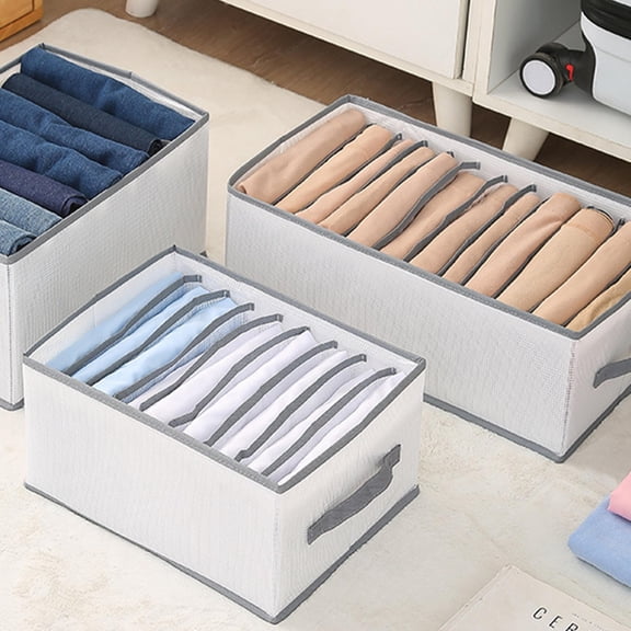 STRANDCHIC Foldable Grey Clothes Storage Organizer Set with 3 Compartments for Closet and Drawer Organization