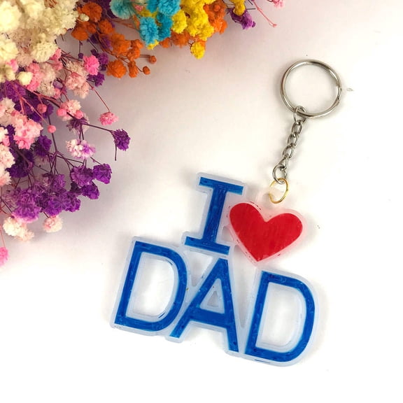 STRANDCHIC Dad Silicone Keychain Mold Keychain Charms Mold Blue 3Pcs