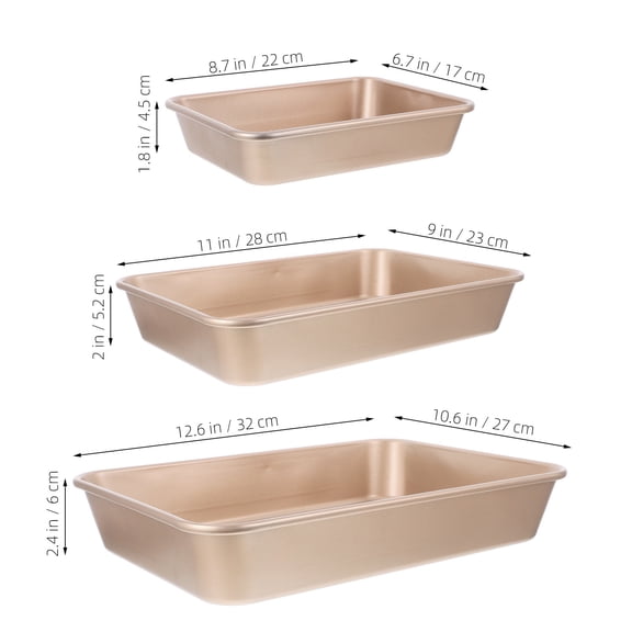 STRANDCHIC 3-Piece Nonstick Deep Baking Pan Set for Lasagna, Bread, Cake, Heavy Duty Cookie Sheet for Toaster Oven Use