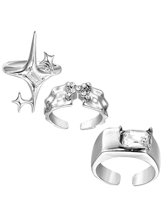 3Pcs Elegant Metal Open Rings with Shiny Finish Perfect Gift for Any Occasion