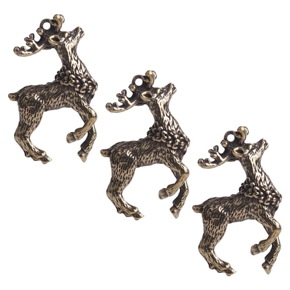 STRANDCHIC 3-Piece Golden Brass Deer Pendant Keychain Set for Hanging Decor and Craft Projects, Easy to Use