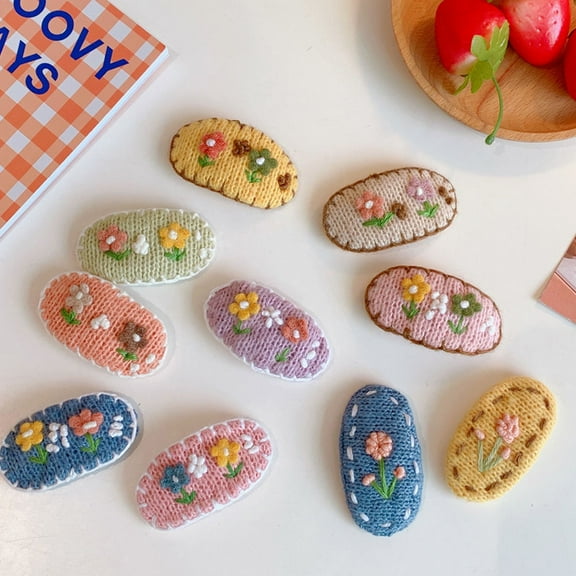 STRANDCHIC Flower Pattern Hair Clips, Assorted Colors, Quality Wool, Elegant Appearance, Decoration, 3Pcs