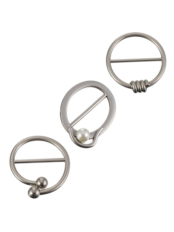 3Pcs Metal Buckle Ring Plated Silver Alloy Versatile Styling Accessory for Business Attire