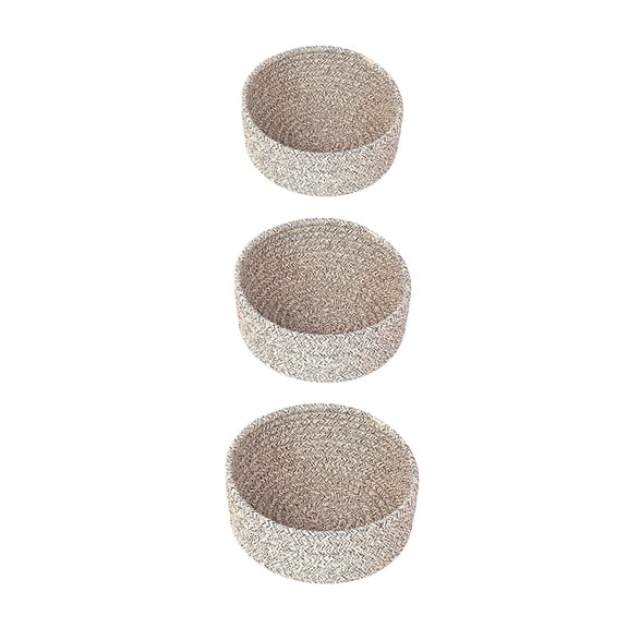 STRANDCHIC 3Pcs Brown Cotton Rope Woven Basket Multi-Use Sundries Container for Desktop