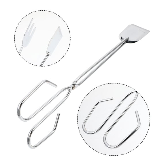 STRANDCHIC 3Pcs Heat Resistant Silver Firewood Tongs with Ergonomic Grip for Backyard Fire Pit and Stove
