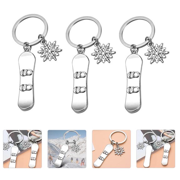STRANDCHIC 3Pcs Sports Pendant Key Ring Metal Backpack Charm for Winter Sports