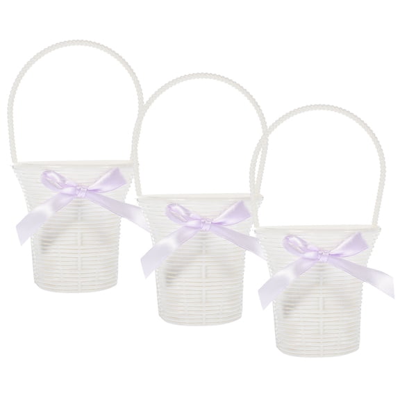 STRANDCHIC Set of 3 White Faux Rattan Hanging Flower Baskets, Wall Mounted for Indoor and Outdoor Decor