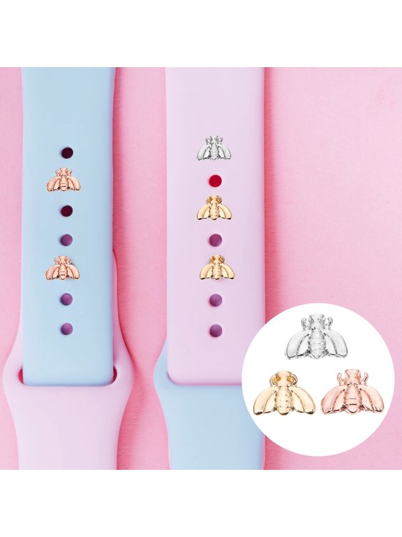3Pcs Zinc Alloy Bee Shape Watch Strap Charms for Silicone Band Decor