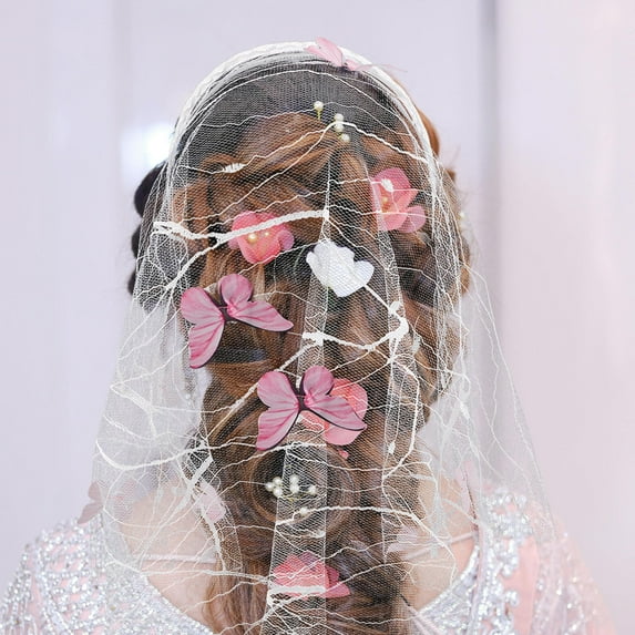 STRANDCHIC White 3D Butterfly Wedding Veil with Lightweight Tulle Headband for Bridal Shower and Bachelorette Party