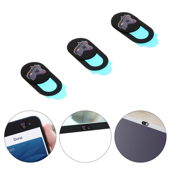 STRANDCHIC 3pcs Black Webcam Cover Slide for Laptop Camera Privacy , ABS Material, Easy to Use