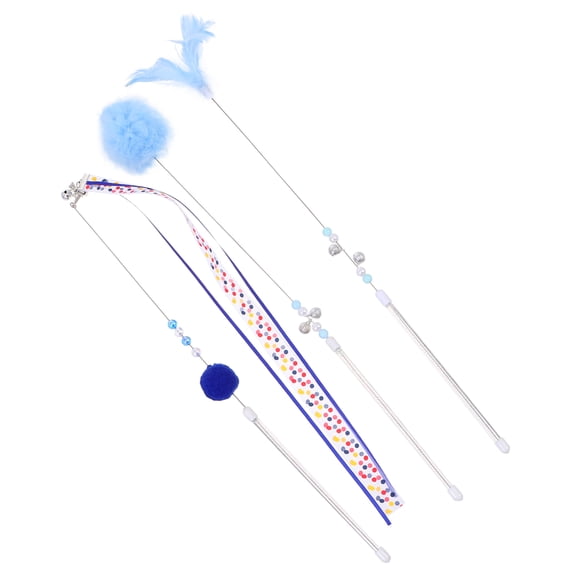 STRANDCHIC 3-Piece Blue Acrylic Cat Teaser Set Kitten Supplies for Pet Owners and Cat Lovers