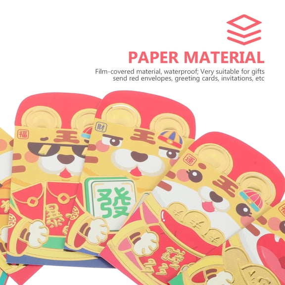 STRANDCHIC 48Pcs Decorative Red Packet with Clear Blessing Patterns for New Year Ceremony
